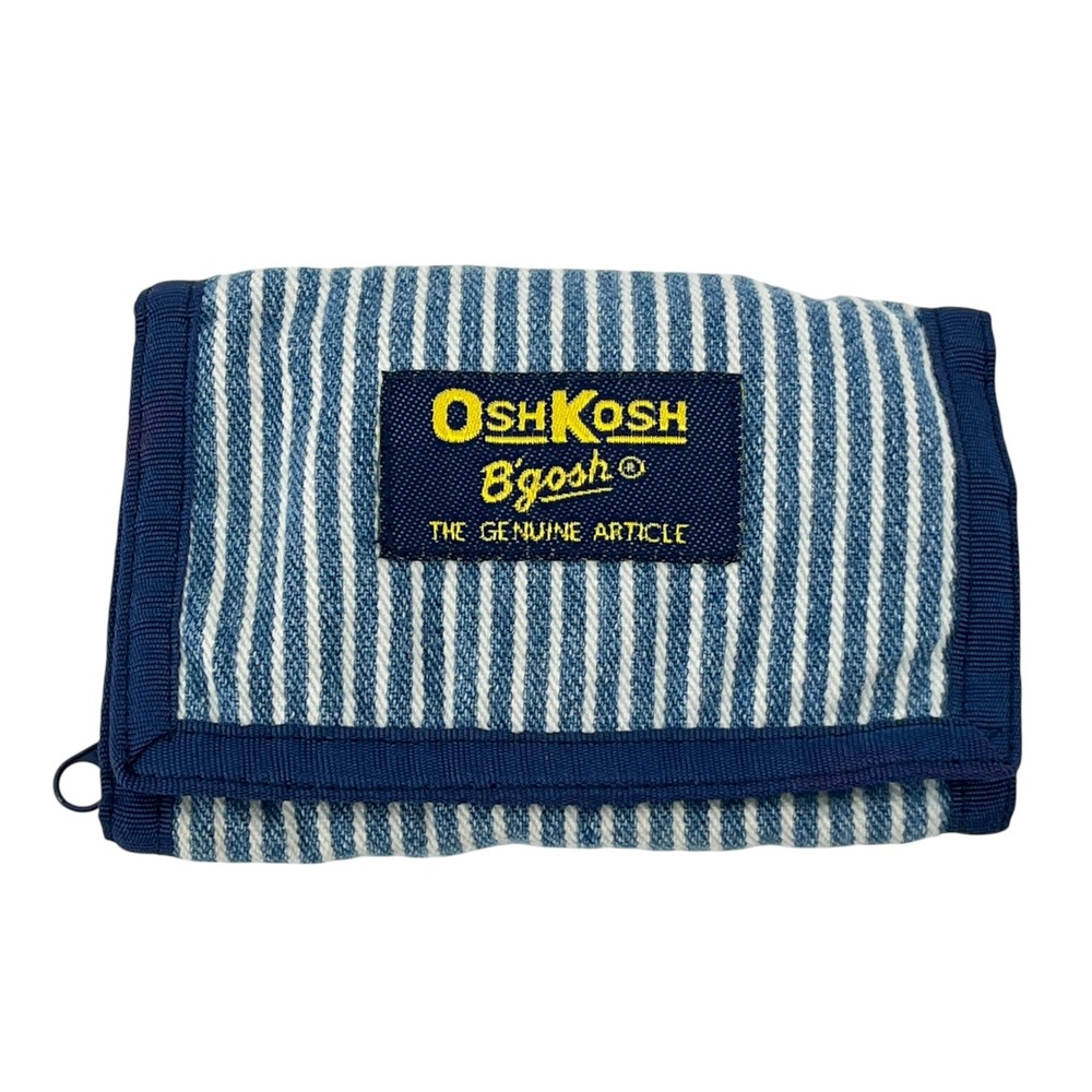VTG OshKosh B'gosh Railroad Stripe Denim Trifold Wallet Hickory Stripe Retro 90s
